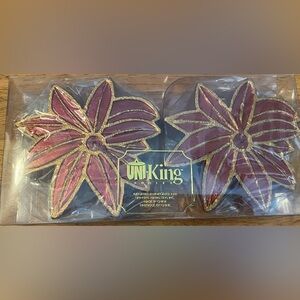 NEW Red with Gold Poinsettia floating candles